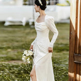 Korean-Style Densified Light Wedding Dress 2026 New Bridal French Simple Long-Sleeved Yarn Welcome Dress HZ0517