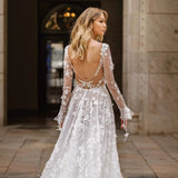 Wedding Dress 2026 New Sexy Lace Long Sleeve Dress Evening Dress White HZ0517