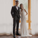 French Light Wedding Dress Simple Vertebry Temperament White Usually Wear Host Dress Dress Dress Dress HZ0517