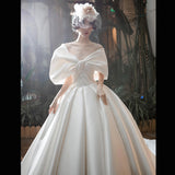 One-Word Shoulder Wedding Bride 2025 New Densium Out Of The Main Yarn French Retro High-Quality Big Tailing Winter HZ0517