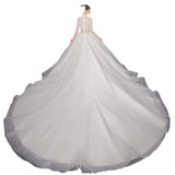 Starry Sky Light Master Wedding 2026 New Bride V-Neck Long Sleeve French-Style Large Dragtail Showing Thin Temperament Retro Princess Style HZ0517