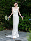 French-Style Denswear Light Wedding Dress Light Luxury High-End Small Adult Banquet Welcome Dress Bride Engagement Yarn HZ0517