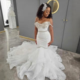 2026 Summer New African Wedding Dress Diamond Shoulder Mermaid Repair Strapd To Large Tail Wedding Dress HZ0517