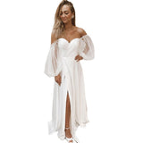 Wish New Evening Dress Pearl Bubble Sleeve Wedding Dress Sexy Breast-Wearing HZ0517