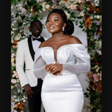 French-Style Stash Light Wedding Dress Fashion Shoulder Long Sleeve Slimming High-End Banquet Host Dress HZ0517