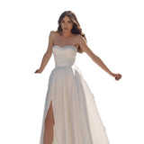 2026 New French-Style Lint-Faced Tective-Faced Thin Wedding Dress Simple Tug-Tailed Travel Seny Yarn HZ0517