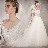 Long-Sleeved Wedding Dress 2026 New Princess Poncho Dress Vintage Lace Slimming Nude A Word Swollen Tail HZ0517