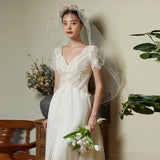 French Light Wedding Dress Super Fairy Bridal Wedding Wedding Yarn Court Hepburn Style Temperament Thin Evening Dress HZ0517
