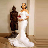 One-Word Shoulder Wedding Dress 2026 New Drag African Bride Fishtail Sexy Outdoor Lawn Welcome Yarn HZ0517