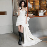 Light Wedding Dress Short Boobs Out Of The Yarn Exterior Scene To Shoot French-Style License Small White Dress Usually Can Wear HZ0517