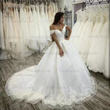 One-Word Shoulder Wedding Dress Mori 2026 New Bride Simple Deep V-Collared Pimple Tail Main Wedding Dress HZ0517