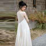 French High-End Light Wedding Dress Retro Hanging Neck Dress Dress Dress Female Bride Out Yarn Wedding Morning Robe Small Tail HZ0517