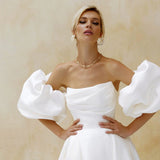 Direct Sales Women's Wear Denoodle Braided Temperament Dress Bubble Cuff Side Open Fork A-Shaped Wedding Dress HZ0517