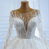 Long-Sleeved Classic Wedding Dress 2026 New Bride Wedding Yarn Spring Temperament Tailing Ceremony Dress HZ0517