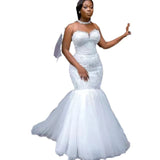 African New Breast-Meared Fishtail Main Wedding Dress 2026 Bride Drag Tail Wedding Wedding Yarn HZ0517