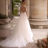 New Wedding Dress Sexy Deep V-Necked Bare Back Design White Bridal Dress Elegant And Elegant Female HZ0517