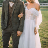 Light Wedding Dress Sen Series Super Fairy Simple Dream Small Man Travel Shot Out Of The Yarn Thin Retro Shoulder Small Dress Woman HZ0517