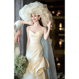Traveling Photo Wedding Dress Bride With Breasts And Going Out Of The Yarn Senior Sense Of Welcome Yarn Wedding French Fishtail Dress Dress Woman HZ0517