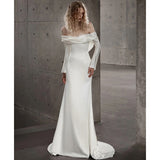 French Word Shoulder Fishtail Evening Dress Simple Fading Noodles Bridal Wedding Yarn Banquet Dress Dress Dress Woman HZ0517
