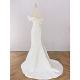 French Word Shoulder Light Wedding Dress Bride Simple Temperament Welcome Out Of The White Body-Repair Sutny Fishtail Dress Dress HZ0517