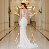 V-Neck Fishtail Light Wedding Dress Bride Bare Back Sexy Slimming Wedding Dress Thin Temperament Dress HZ0517