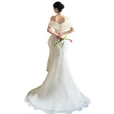 French Light Wedding Dress 2026 New Bridal Senior Sense Of The Super Fairy Shoulder Yarn Tail White Dress HZ0517