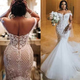 Africa's New Mermaid Wedding Dress Shoulder Lace Sticker Waist Fish Tail Direct Hair Exclusive HZ0517