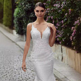 New Bridal Wedding Dress White High-End Sexy Desex Slings Small Tail Wedding Dress HZ0517