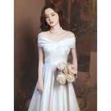 White Small Dress Light Luxury Small Evening Dress Engagement Dress Femininity Banquet Host Dress Usually Wear HZ0517