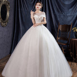 Main Wedding Dress Starry 2025 New Bride Shoulder French Senji Champagne Yarn F76 HZ0517