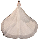 French Light Wedding Dress 2026 New Bridal Temperament Elegant Word Shoulder Repair Slim Large Tail Small Main Yarn HZ0517