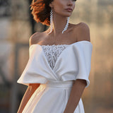 Summer New One-Word Shoulder Dress Long Banquet Commute Fell To The Ground Small Tail Evening Dress HZ0517