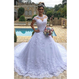 One-Word Shoulder Wedding Dress Overseas Warehouse 2026 New Lace Long-Sleeved Bride Married Senjie Tail Wedding Dress HZ0517