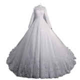 Long-Sleeved French Main Wedding Dress 2026 New Bridal Temperament Court Yarn Heavy Industry Starry Sky Drag-Tailed Main Wedding Dress HZ0517