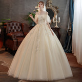 Champagne Light Main Wedding Dress 2026 Bride's New Large-Size Mori Dreamy Super Fairy Simple Shoulder Temperament Dress HZ0517