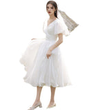 White Certificate Registration Small Evening Dress Women Usually Wear French Light Wedding Dress Engagement Dress Small White Dress Graduation HZ0517