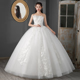 Wedding Bride Drag-Tailed Sexy 2025 New White Breast Lace Simple Fairy Temperament Wedding Dress F89 HZ0517