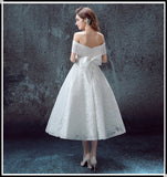 Evening Dress Women Long Simple White Shoulder Sweet With Bone Lace Repair Evening Dress Bridesmaid Suit HZ0517