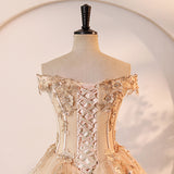 High-End Heavy Industry Champagne Wedding Dress 2026 New Bridal Luxury Wedding Dress New Dress HZ0517