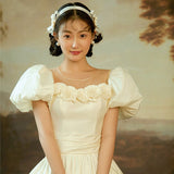 Vintage Travel Photo Wedding Dress New French High-End Princess Dress Bubble Sleeve Flower Dress Women Go Out Yarn HZ0517