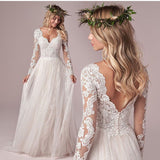 Light Wedding Dress Lace V-Necked Small Tailed Wedding Dress Bridal Yarn HZ0517