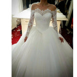 Wedding Bride 2026 Spring New Shoulder Long-Sleeve Leaster Puffen Bride Tail Wedding Dress HZ0517