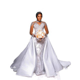 New Wedding Dress Pure White African Bride Wedding Mermaid Wedding Dress Fishtail Skirt Removable Tail HZ0517