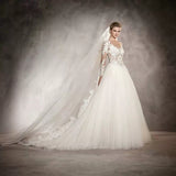 Long-Sleeved Wedding Dress 2025 New Princess Ponpong Skirt Retro Lace Slimy Naked Tail HZ0517