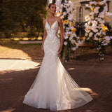 Suspension Fishtail Wedding Dress Bride Slim Thin French Lace Out Yarn Temperament Luxury Dress Dress Dress HZ0517