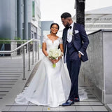 V-Neck Short-Sleeved Tug-Tailed Wedding Dress 2026 Mermaid Wedding Dress Dress Zip-Up HZ0517