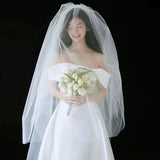 One-Word Shoulder Light Wedding Dress Senior Sense Of The Densified Bride Engagement Welcome Yarn Simple Thin Travel Shoot Summer HZ0517