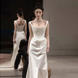 E-O-Endo Light Wedding Dress Bridal French Simple Temperament Vertiny Slings Go Out Yarn Fishtail Welcome Dress HZ0517