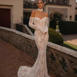The Waist Fishtail Wedding Dress 2026 New Word Shoulder Small Tail Sexy Bare Back Wedding Dress HZ0517
