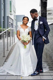 V-Neck Short-Sleeved Tug-Tailed Wedding Dress 2026 Mermaid Wedding Dress Dress Zip-Up HZ0517
